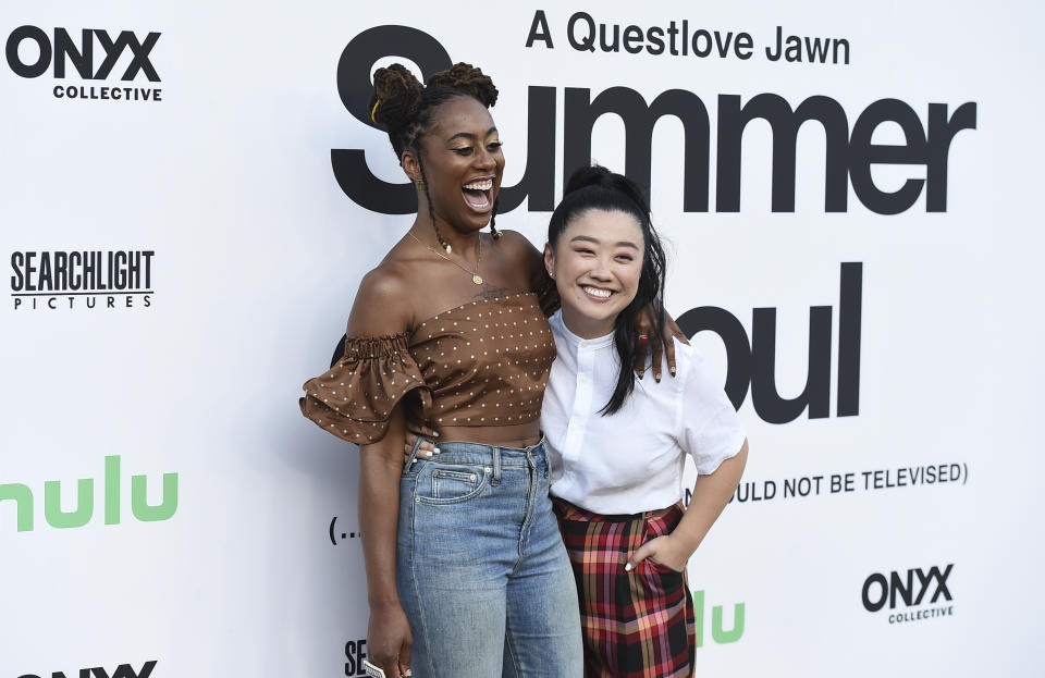 Zuri Adele and Sherry Cola arrive at the Los Angeles premiere of “Summer of Soul” at The Greek Theatre on Friday, July 9, 2021. (Photo by Jordan Strauss/Invision/AP) - Credit: Jordan Strauss/Invision/AP