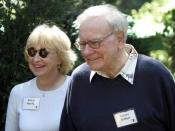 Spätes Glück? Nach 25 Jahren Ehe wollte Buffetts Ehefrau Susan nicht mehr mit ihm zusammenleben, das Paar blieb allerdings bis zu ihrem Tod 2004 verheiratet. Susan machte ihn mit Astrid Menks bekannt, die mit ihrer Zustimmung seine Begleiterin wurde. An seinem 76. Geburtstag heirateten Buffett und Menks. (Bild-Copyright: ELAINE THOMPSON/AP)
