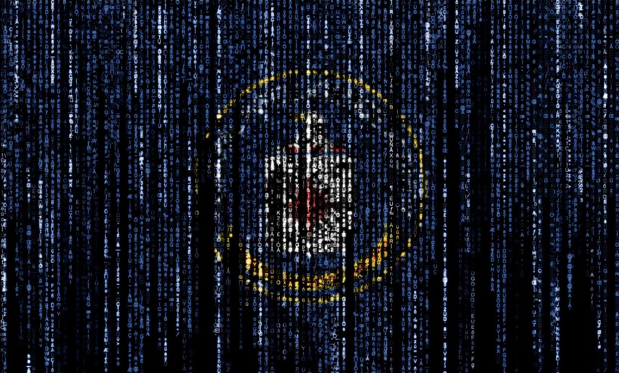 CIA flag made using computer binary code.