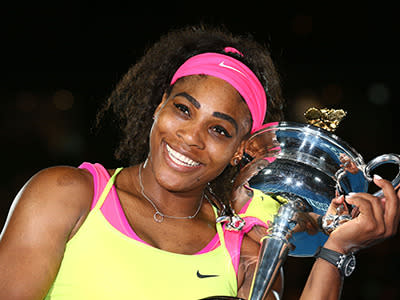 Serena poses with the coveted trophy.