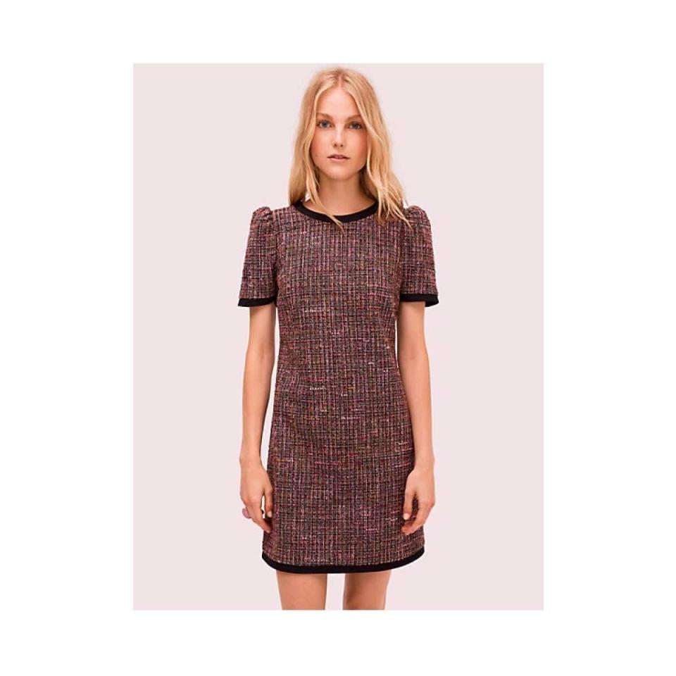 Puff-Sleeve Tweed Dress