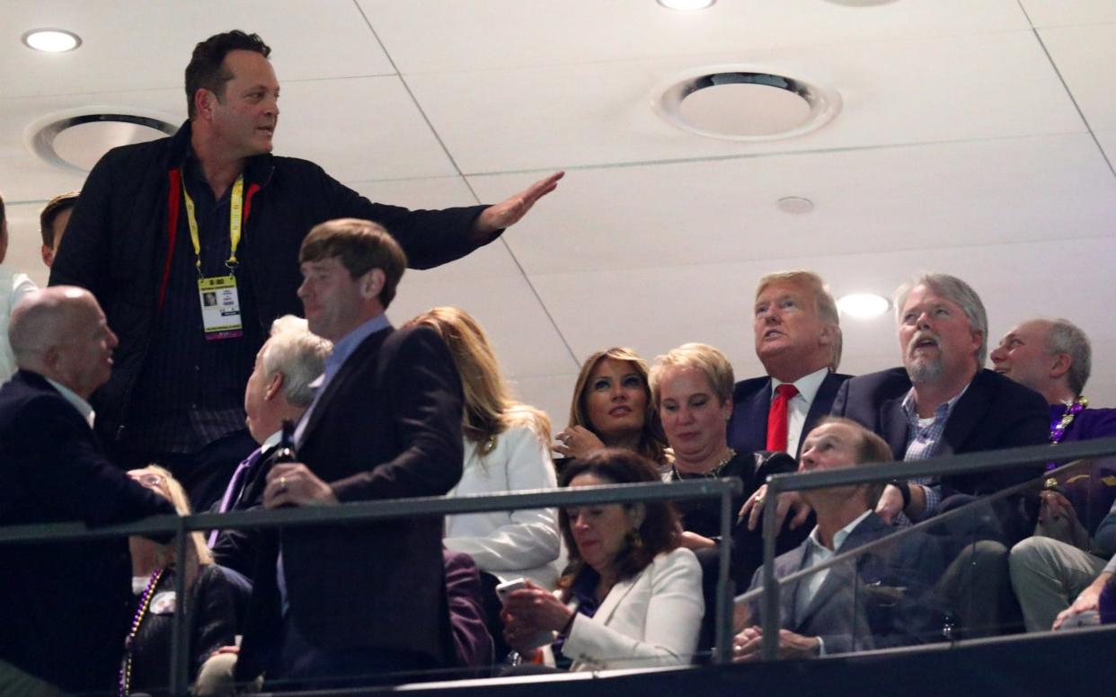 Vince Vaughn greets Melania and Donald Trump - USA TODAY Sports