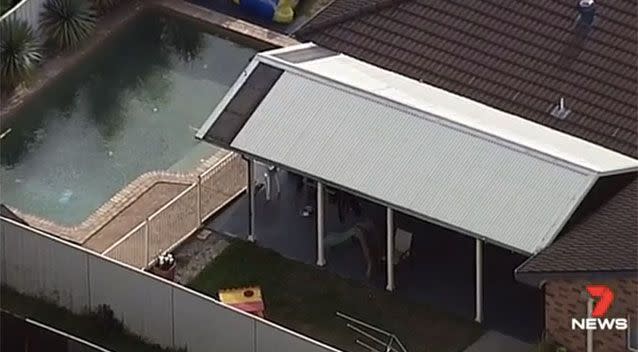 The fenced pool where 20-month old Aria Dunn drowned. Source: 7 News