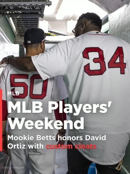 Mookie Betts honors David Ortiz with cleats during MLB Players' Weekend