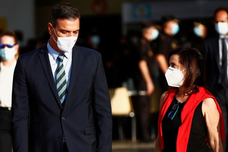 FILE PHOTO: Spanish PM and Defence Minister prepare to welcome evacuated Afghan citizens at Torrejon Air Base