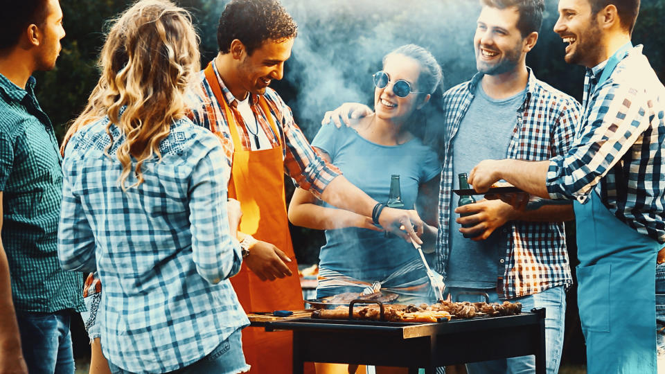 A group of people at a barbecue