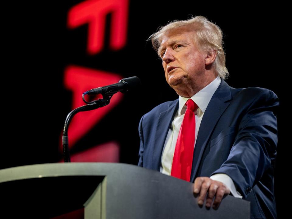 El expresidente Donald Trump dando un discurso en Austin, Texas (Getty Images)