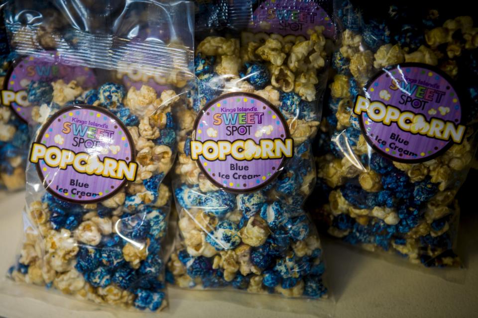 Kings Island sells blue ice cream popcorn inspired by their iconic blueberry-based soft serve.