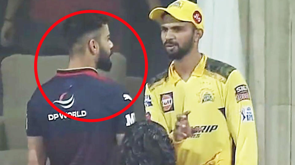 Virat Kohli, pictured here offering some words of wisdom to his young rival in the IPL.