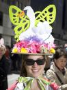 Kate Rose poses for a portrait as she takes part in the annual Easter Bonnet Parade in New York April 20, 2014. REUTERS/Carlo Allegri (UNITED STATES - Tags: SOCIETY RELIGION)