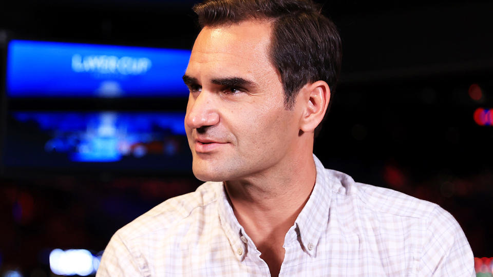 Roger Federer, pictured here speaking during an interview at the Laver Cup.