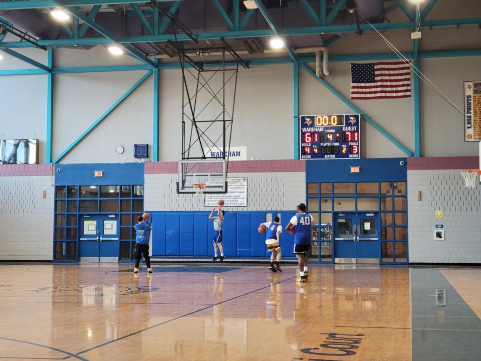 The final score of Wareham's loss to Bourne from Jan. 26 has been displayed on the scoreboard at every Vikings' practice since it happened.