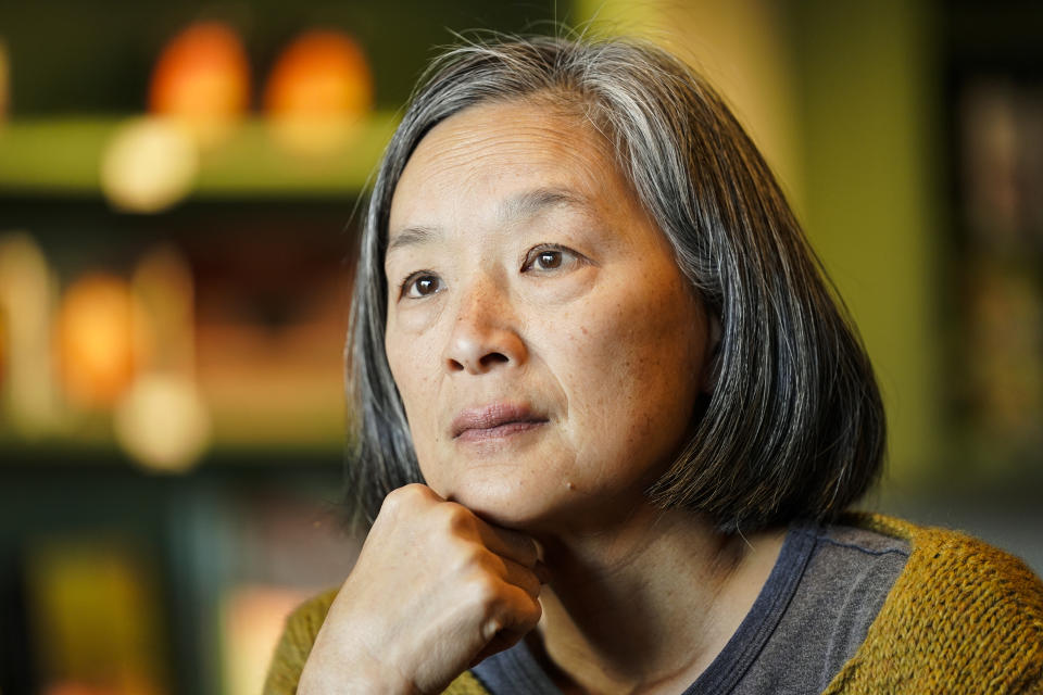 Helen Tai, a former state lawmaker who serves as deputy chair of the Bucks County Democratic Party, speaks during an interview with The Associated Press in New Hope, Pa., Thursday, Nov. 4, 2021. With Democrats still reeling from their worst off-year election since perhaps 2009, the political focus immediately shifts to a much more consequential midterm election season next year, when control of Congress and dozens more governorships will be decided. (AP Photo/Matt Rourke)