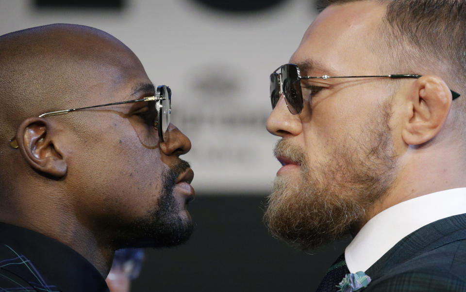 Both Floyd Mayweather and Conor McGregor are indefatigable when it comes to promoting themselves or their bouts. (AP)