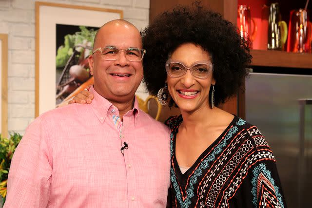 <p>Fred Lee/Disney General Entertainment Content via Getty</p> Carla Hall with husband Matthew Lyons (in 2015).