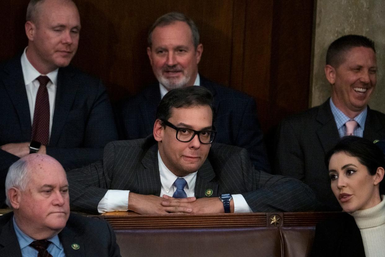 Republican Rep. George Santos of New York on the floor of the House during the speaker votes on Wednesday, January 4, 2023.