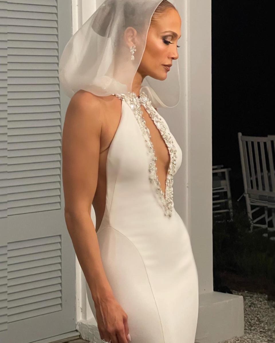 The actress showed off her wedding dresses on website On The JLo (On The JLo)