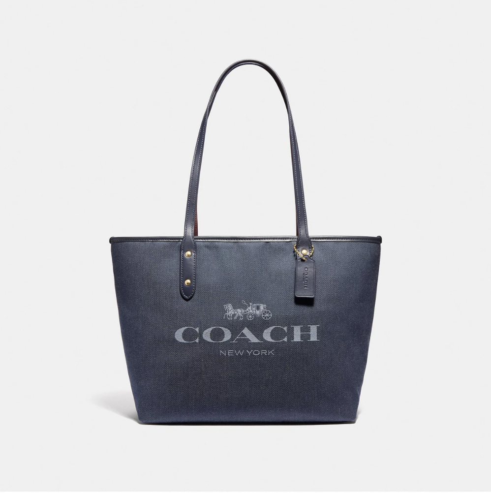 Horse and Carriage Jacquard City Zip Tote