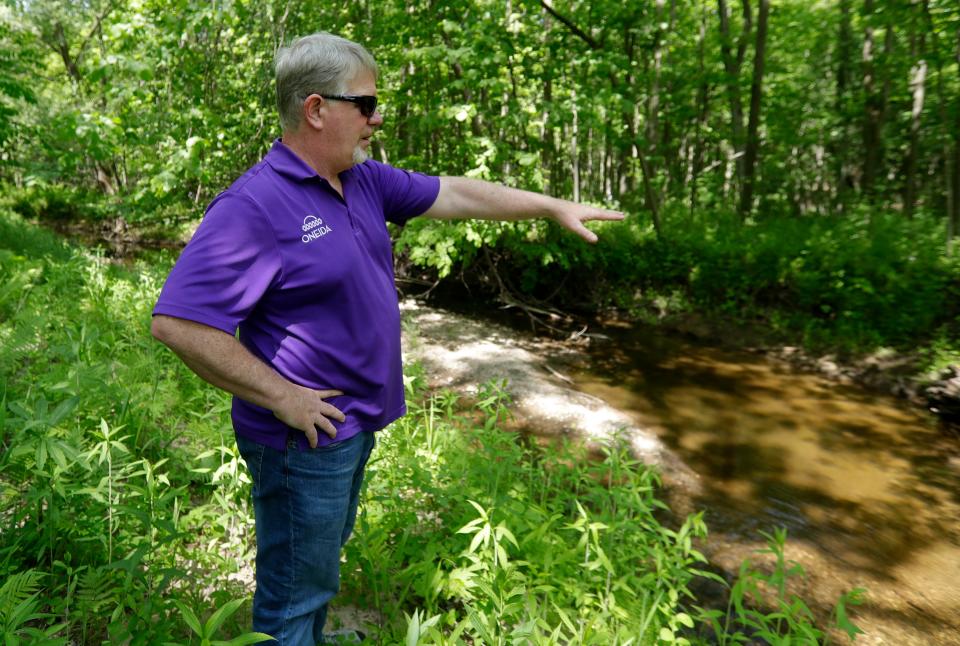 Jim Snitgen, water resources supervisor for Oneida Nation, talks about efforts to clean up phosphorus pollution in Trout Creek in Oneida.