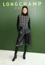 <p>Model Kendall Jenner attended Longchamp's AW2o show in New York wearing over-the-knee boots and a patterned turtle neck.</p><p>The 24-year-old successfully nailed one of the trickiest trends out there right now, leather <a href="https://www.elle.com/uk/fashion/articles/g18182/leather-shorts/" rel="nofollow noopener" target="_blank" data-ylk="slk:bermuda shorts;elm:context_link;itc:0;sec:content-canvas" class="link ">bermuda shorts</a>. </p>