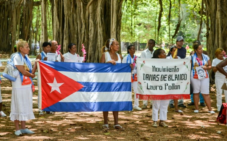 Cuba's Ladies in White, seen here demonstrating against the reopening of the US embassy in Havana in 2015, have spent 40 years staging protests