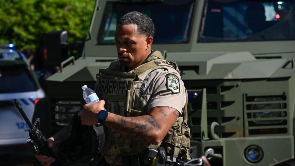 Law enforcement at the siege in Charlotte, North Carolina, on 29 April 2024