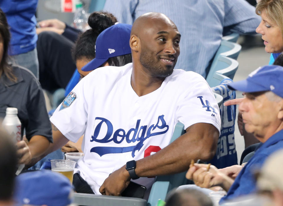 LOS ANGELES, CA - OCTOBER 27:  Kobe Bryant attends The Los Angeles Dodgers Game - World Series - Boston Red Sox v Los Angeles Dodgers - Game Four at Dodger Stadium on October 27, 2018 in Los Angeles, California.  (Photo by Jerritt Clark/Getty Images)