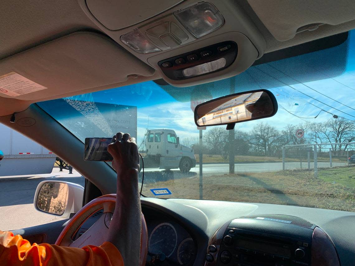 A FedEx truck drives down a no-truck road in Echo Heights on Feb. 1, 2024. Residents in the southeast Fort Worth neighborhood have fumed about trucking violations for years.