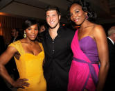 Tennis aces Serena and Venus Williams (both in Christiane King) hung out with fellow sports superstar, Broncos quarterback Tim Tebow.