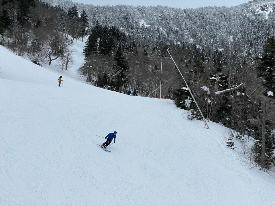 Skiers make their way down one of the trails at Sugarbush.