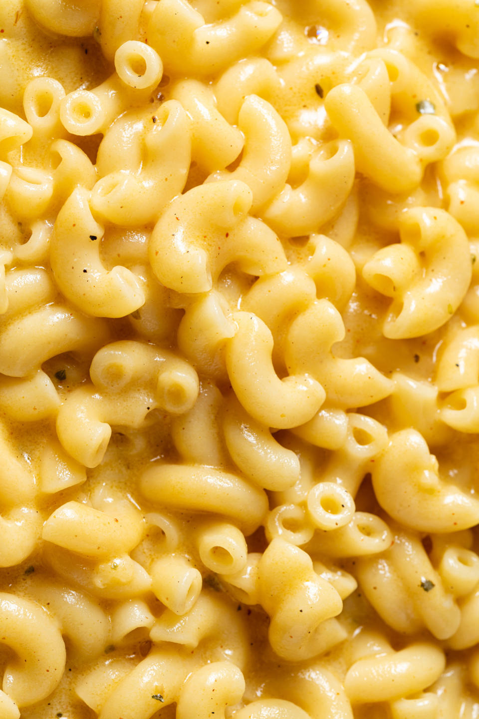 A close-up of mac 'n' cheese.