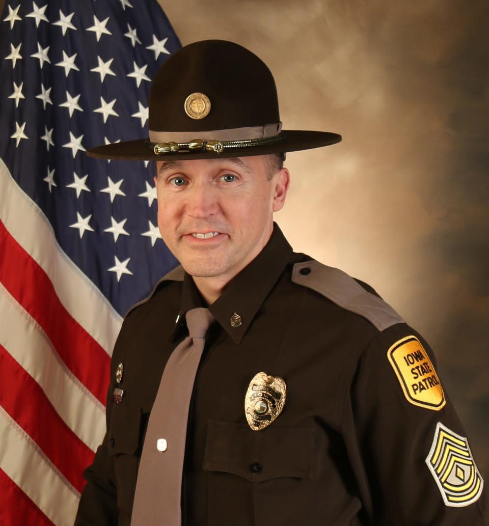 Sgt. Jim Smith was a 27-year veteran of the Iowa State Patrol. He was shot during a standoff with a suspect in Grundy Center, Iowa, on Friday, April 9, 2021, and later pronounced dead.