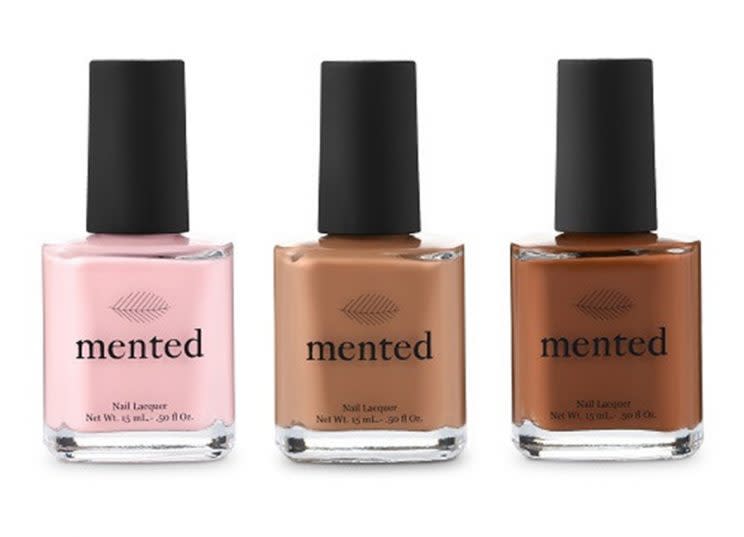 The three shades in the Mented Cosmetics Nude Nail Collection