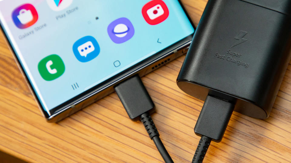 An Android phone on charge