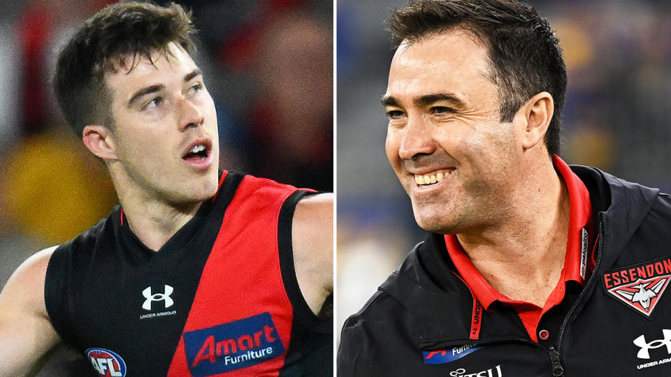 Essendon's Zach Merrett and Brad Scott.