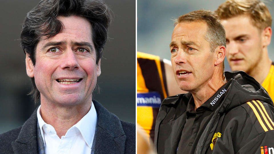 Pictured here, AFL CEO Gillon McLachlan and Hawthorn coach Alastair Clarkson.