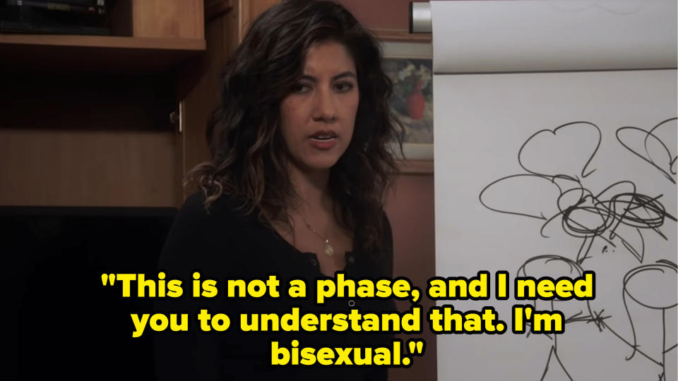 Rosa saying, "This is not a phase, and I need you to understand that; I'm bisexual"