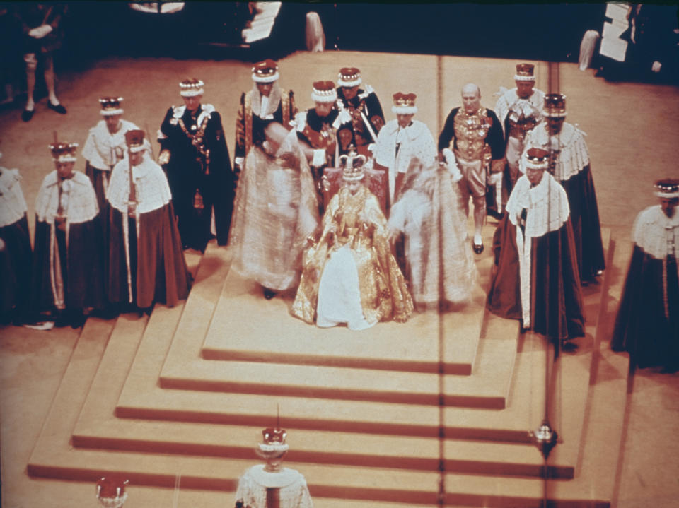 The scene inside Westminster Abbey during the Coronation of Queen Elizabeth II, 2nd June 1953. (Photo by Hulton Archive/Getty Images)