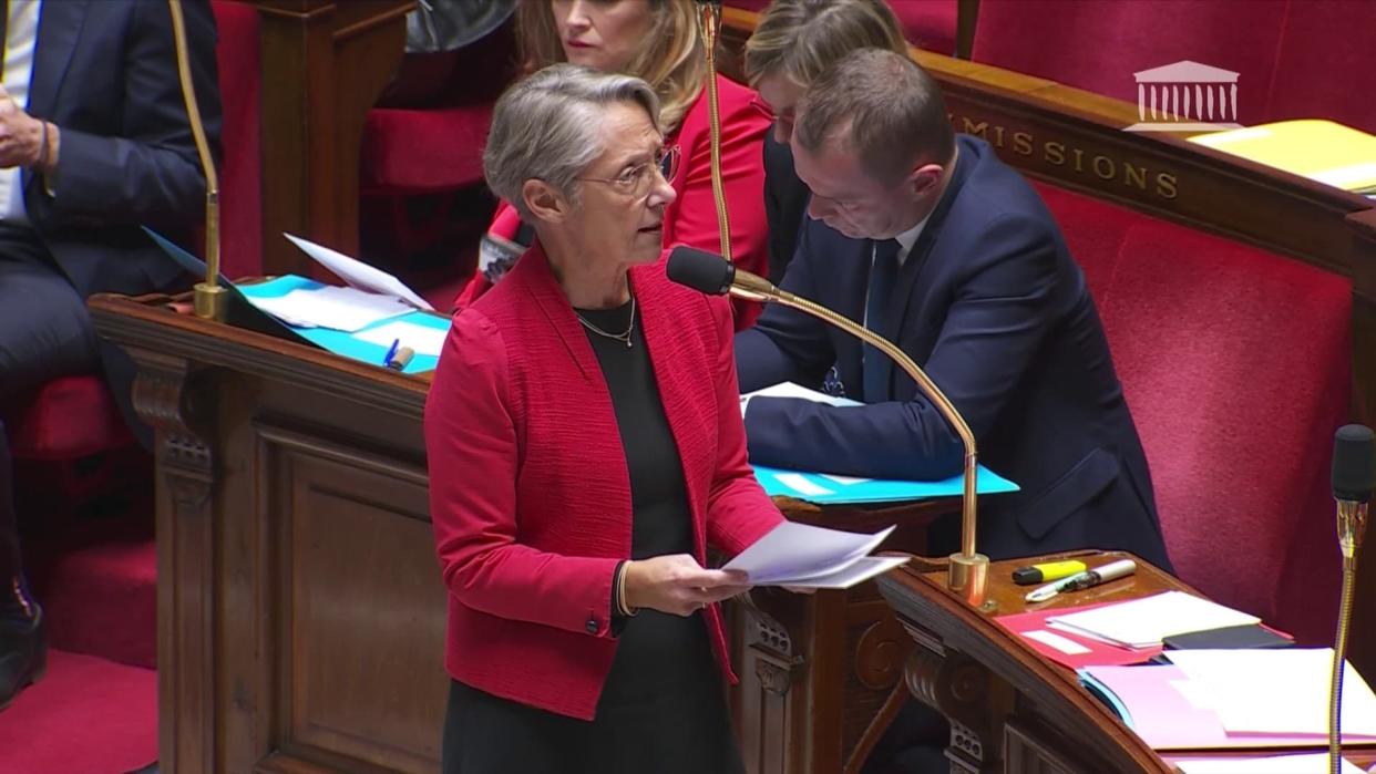 La Première ministre Elisabeth Borne le mardi 29 novembre 2022 à l'Assemblée nationale - BFMTV