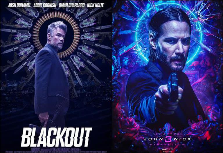 A la izquierda, el afiche de Amnésico y a la derecha el de John Wick 3