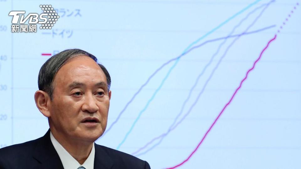 日本首相菅義偉報告國內疫苗施打情況。（圖／AP）