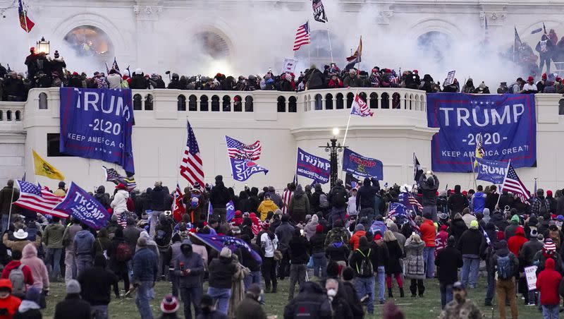 Violent rioters supporting President Donald Trump storm the Capitol in Washington on Wednesday, Jan. 6, 2021.