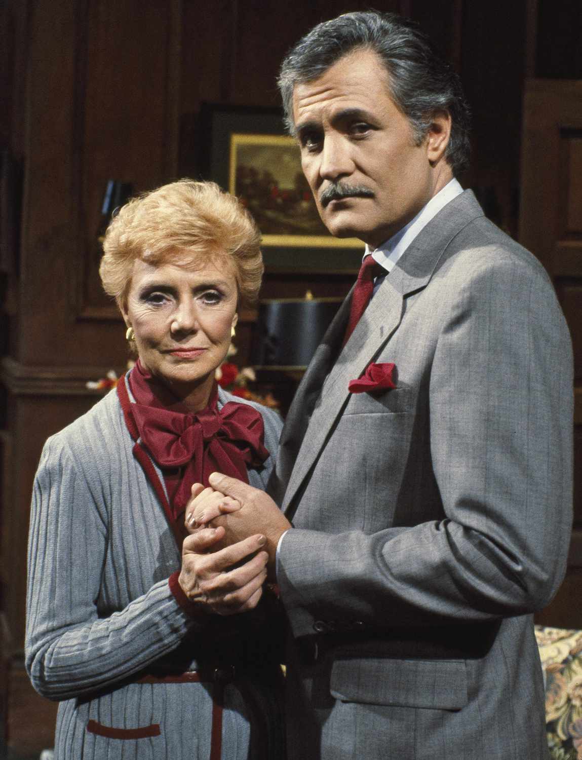 DAYS OF OUR LIVES -- Pictured: (l-r) Peggy McCay as Caroline Brady, John Aniston as Victor Kiriakis