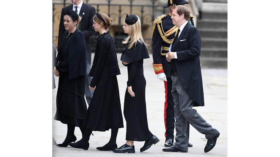 Laura Lopes and daughter Eliza alongside Lola and Tom Parker Bowles at the Queen's funeral