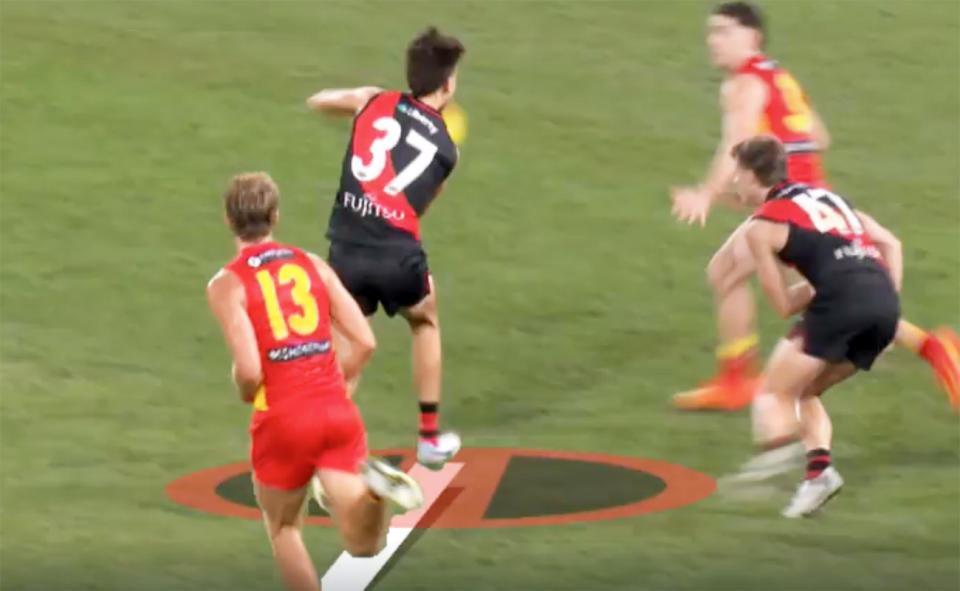 Jack Lukosius, pictured here unable to mark up properly on Nic Martin.