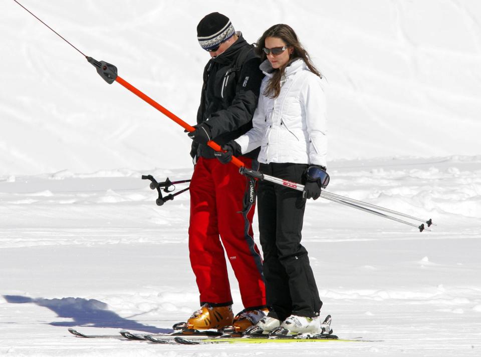 <p>Skiing with Prince William, 2008</p>