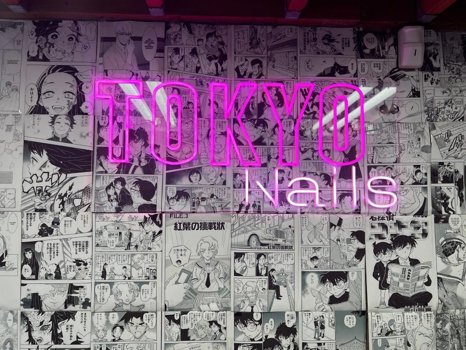 neon sign in tokyo nails salon in chicago