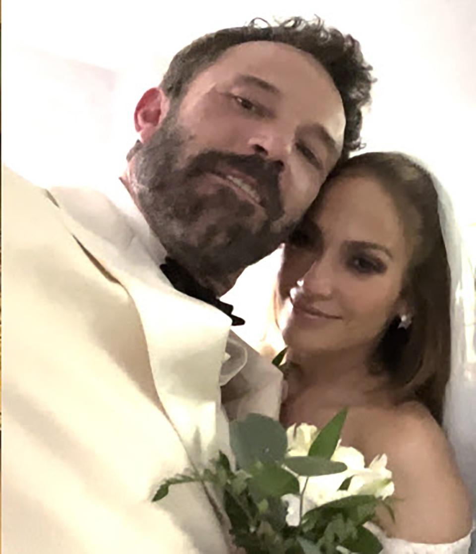 Jennifer Lopez uploaded to her newsletter pics from her and Ben's wedding. Credit: On The JLo