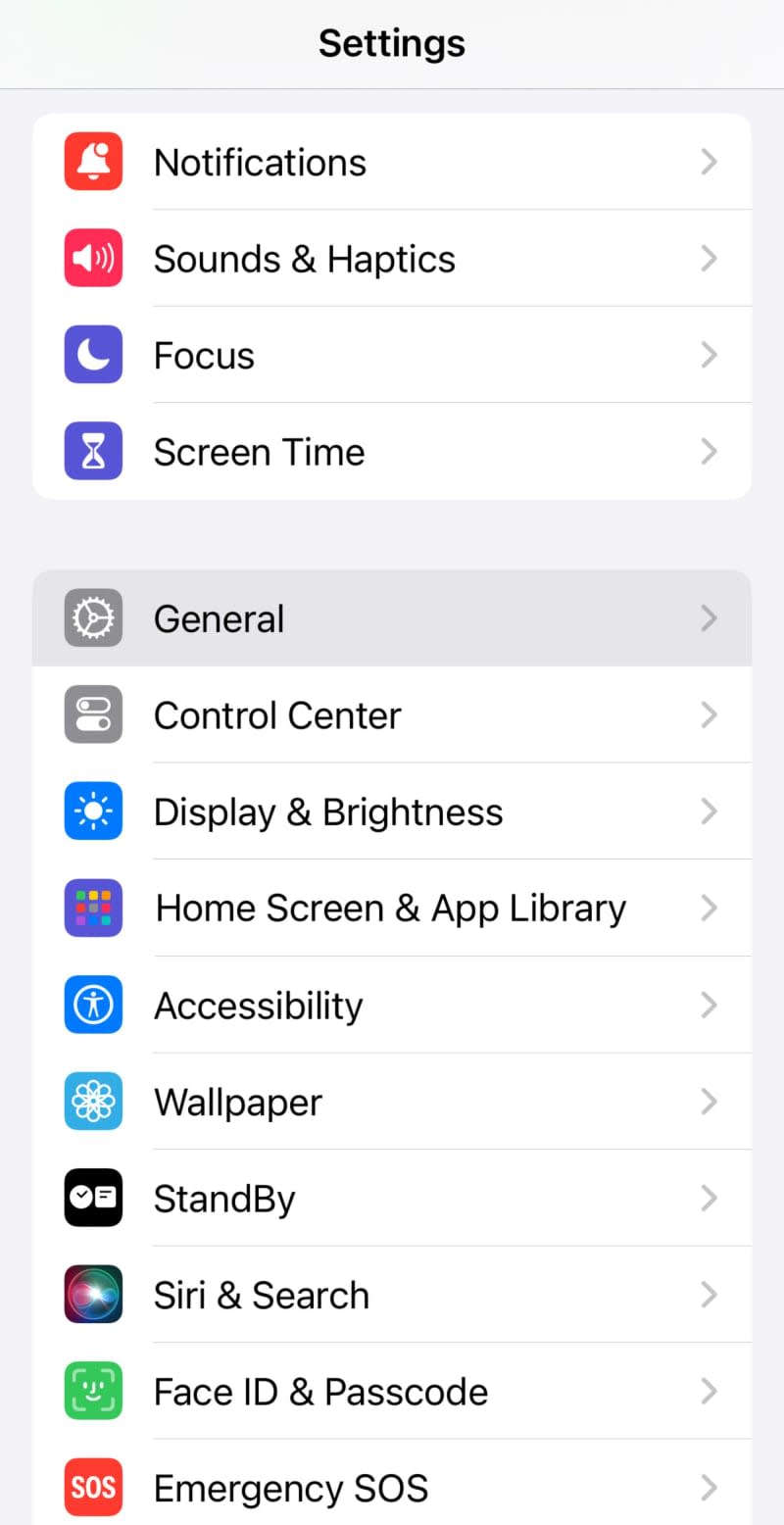 iphone settings screenshot