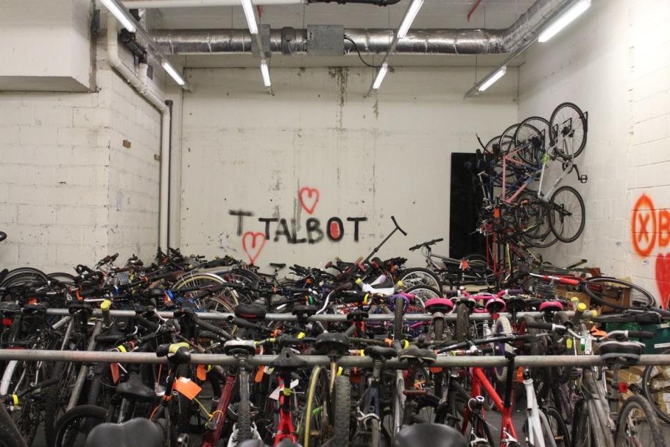 Chris says roughly 100 bikes were dropped off at the warehouse next to the XO Bikes store the week The Independent visited (Tom Watling)